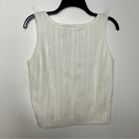 Wainscott white sweater tank top 100% cotton vintage retro women’s size large - Picture 4 of 4